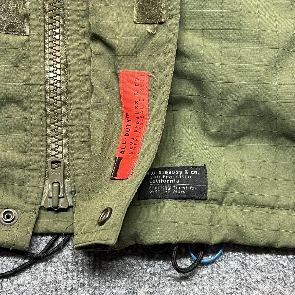 Vintage Levi's All-Duty Jacket Mens M Green Canvas Hooded Parka Workwear 90s